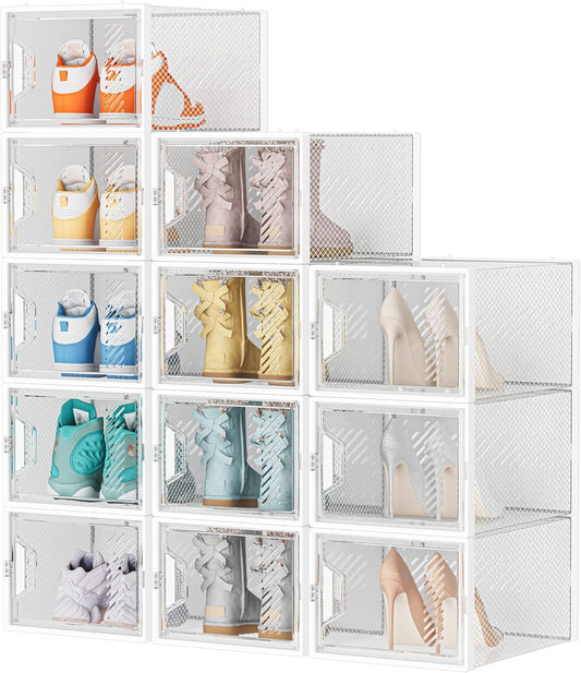 Almacenamiento de zapatos, paquete de 12 organizadores de zapatos grandes para...