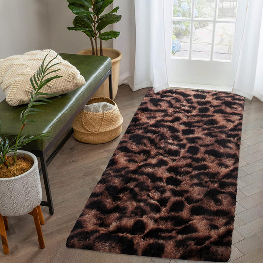 Alfombra esponjosa con estampado de leopardo de 2 x 6 pies para sala de estar,...