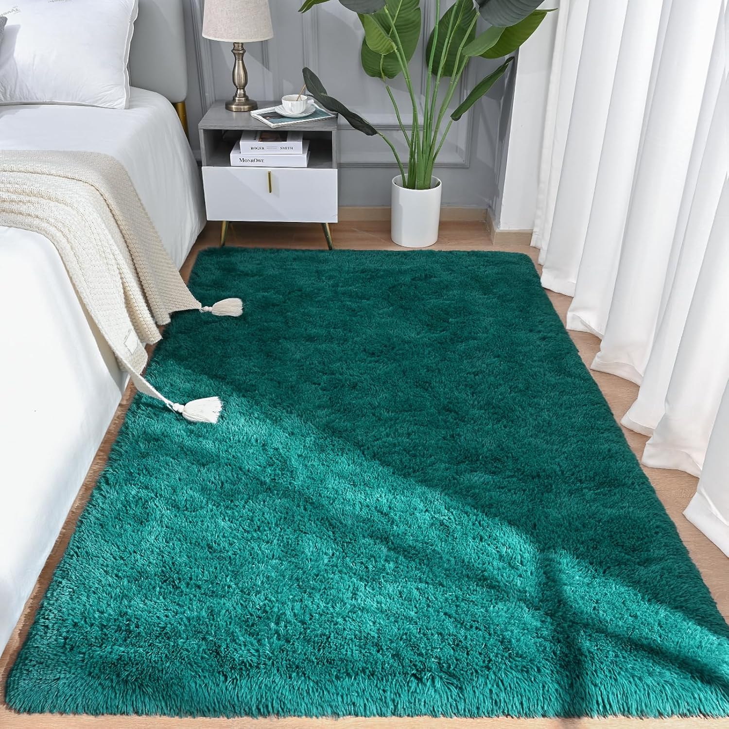 AROGAN Alfombra de área peluda para dormitorio, alfombras lavables de 4 x 6...