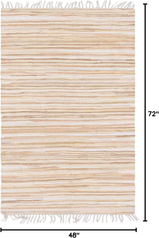 Chindi Cotton Collection Alfombra suave tejida a mano de fibra natural a rayas,