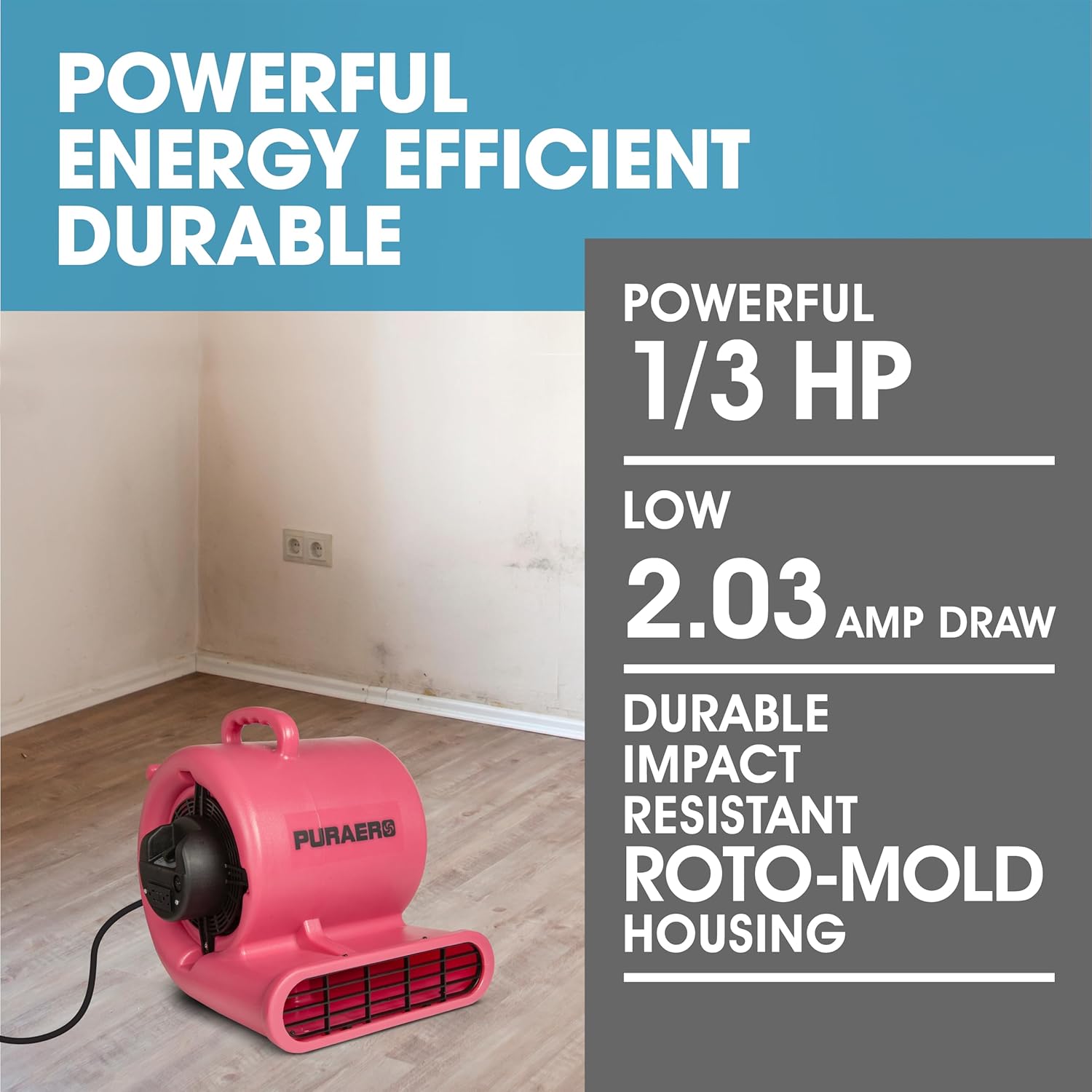Air Mover - Ventilador de piso para secadora de alfombras  13 HP 2,550 CFM ...