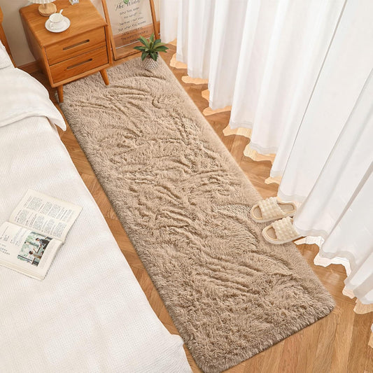 DweIke Alfombra de noche suave para dormitorio, alfombras esponjosas de felpa...