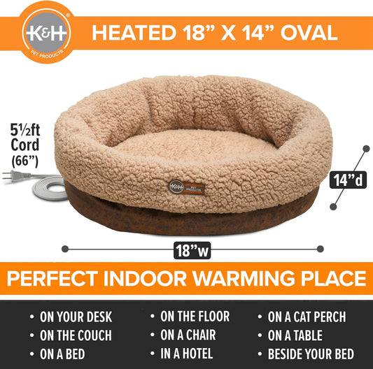 K&H PET PRODUCTS Cama térmica térmica para gatos con taza termoplástica, cama...
