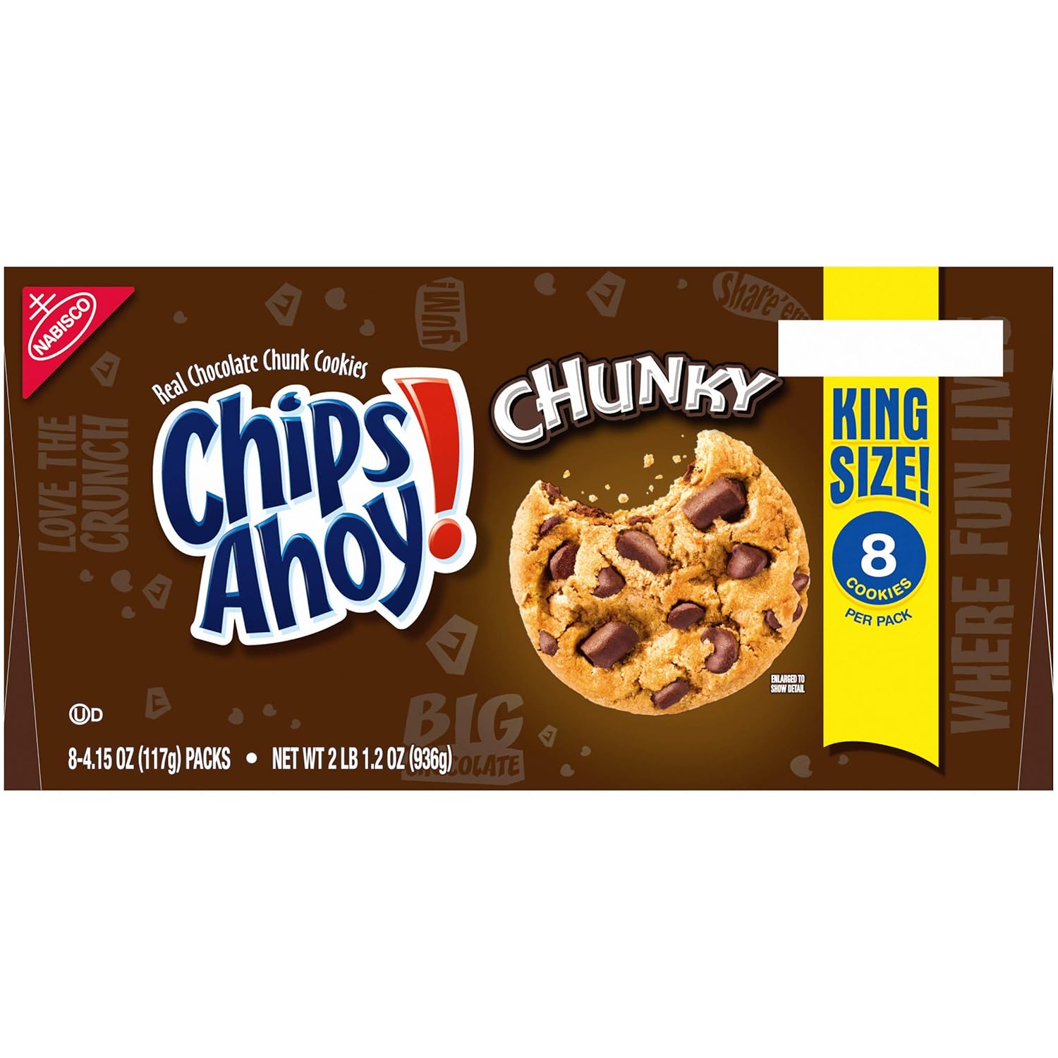 Chips Ahoy! Grueso, tamaño King, galletas, 33.2 onzas (paquete de 8)