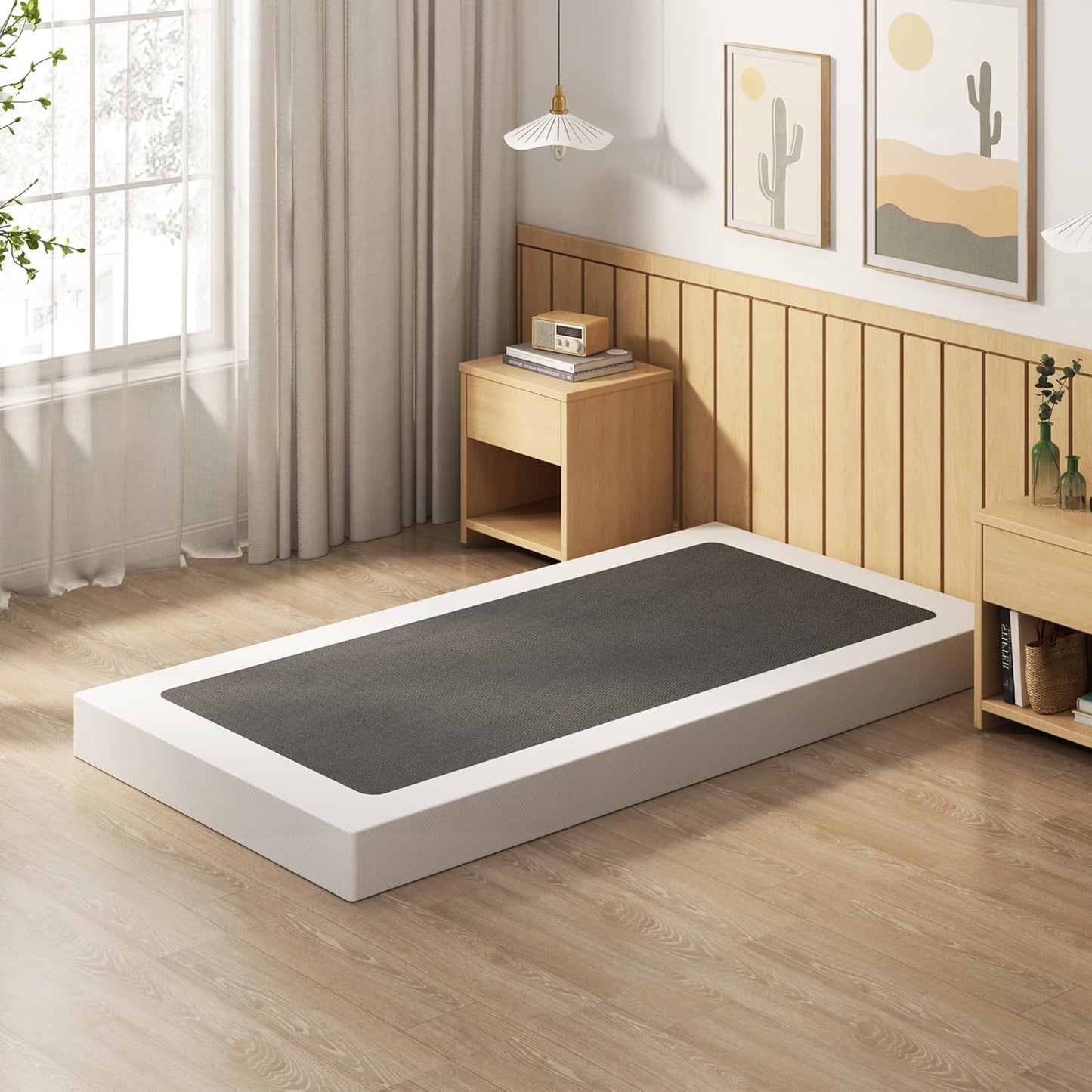 Base de cama con somier individual XL de 5 pulgadas, base de colchón de metal