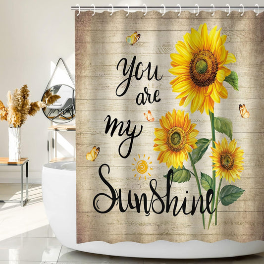 Cortina de ducha de girasol, juego de cortinas de ducha rústicas florales de...