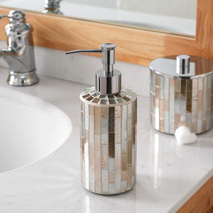 KMWARES Juego de accesorios decorativos de baño de vidrio de mosaico de 5