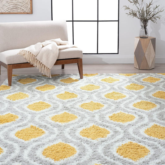Alfombra dorada Easy Clean Shag de 5 x 7 pies, alfombra de área moderna de 5 x...