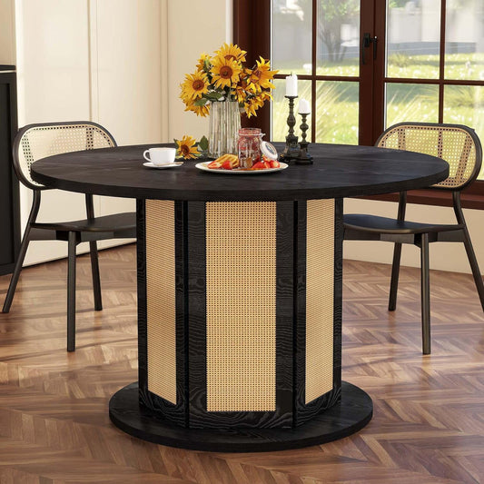 Mesa de comedor redonda para 4-6 personas, mesa de cocina de granja de 47