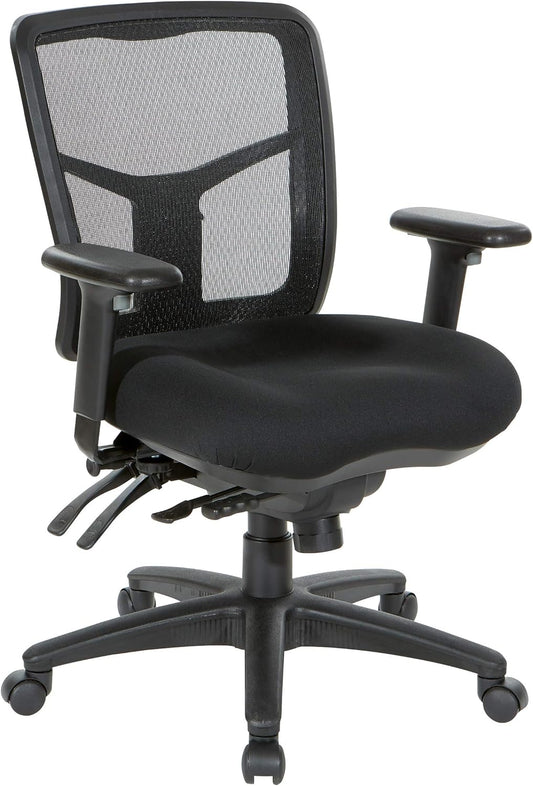 Asiento de respaldo alto Office Star ProGrid con brazos ajustables y deslizador...