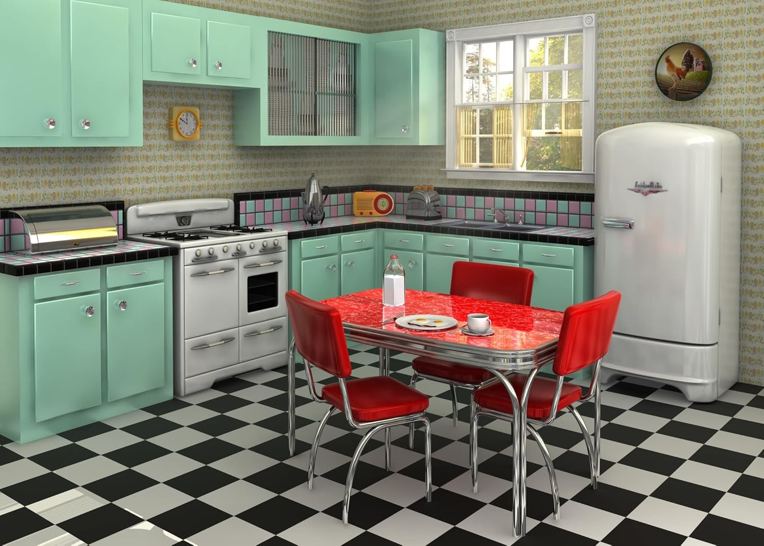 Telón de fondo retro de tela de 7 x 5 pies para fotografía interior, cocina,...