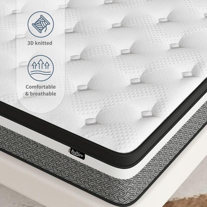 Colchón híbrido Queen de 12 pulgadas con espuma viscoelástica de gel y resortes
