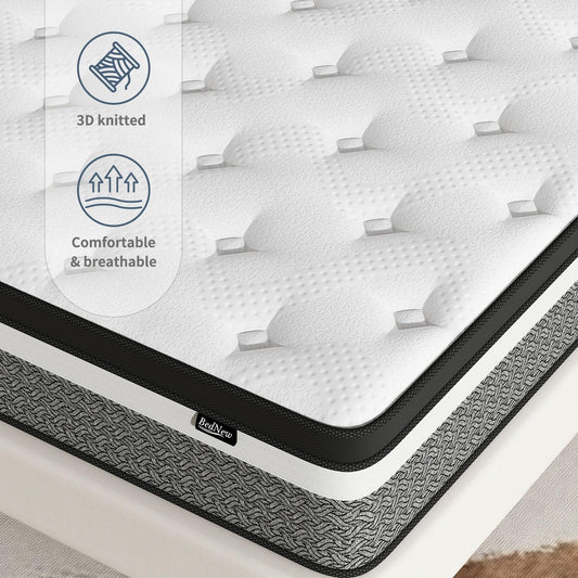 Colchón híbrido Queen de 12 pulgadas con espuma viscoelástica de gel y resortes