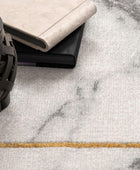 Alfombra de área moderna con patrón de mármol en gris dorado crema para sala de...