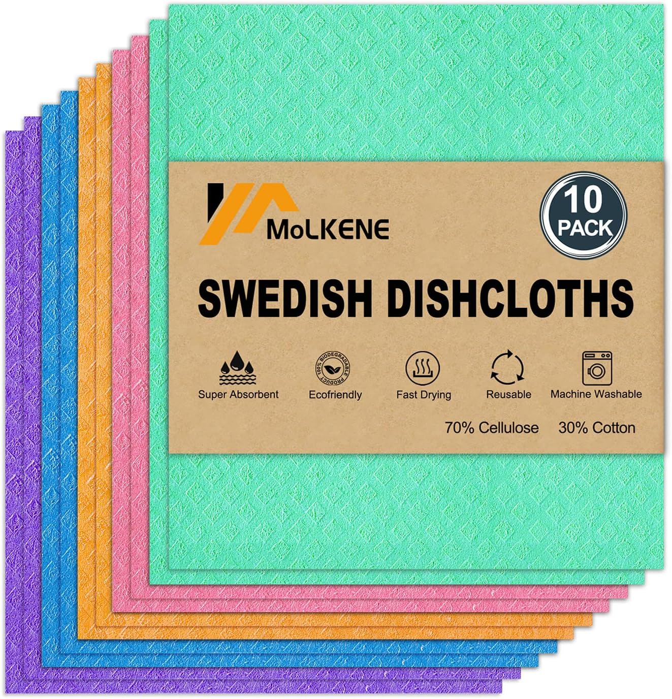 Paños de cocina suecos Paquete de 10 paños de cocina reutilizables Toallas de
