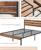 VECELO Base de cama matrimonial con cabecera y estribo de madera rústica...