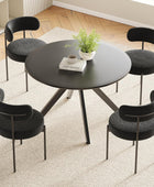 Mesa de comedor negra para 4-6 personas, mesa de comedor redonda de madera de