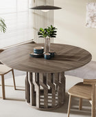 Mesa de comedor redonda de 47 pulgadas, mesa de cocina de madera para 4-6