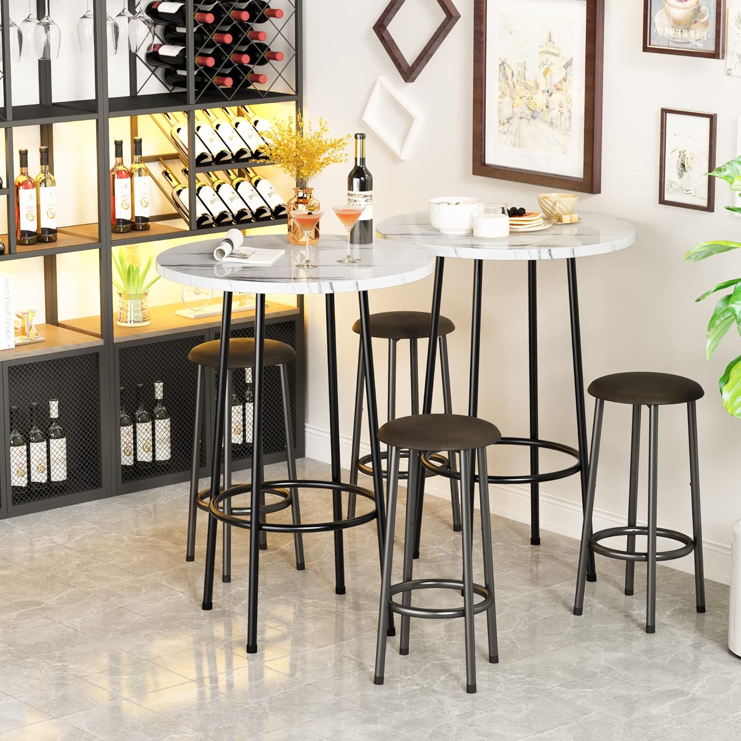 Hooseng Juego de mesa y silla de comedor de 3 piezas, juego de mesa de bar