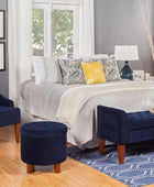 HomePop - Sillón con brazos curvados para sala de estar - Terciopelo azul marino