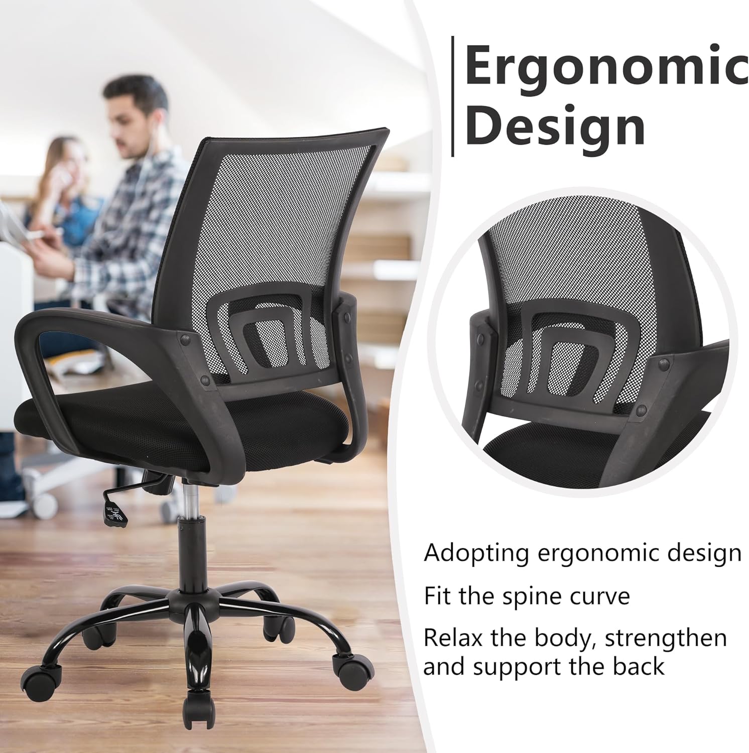 PayLessHere Silla de oficina para computadora, ergonómica, silla de escritorio...