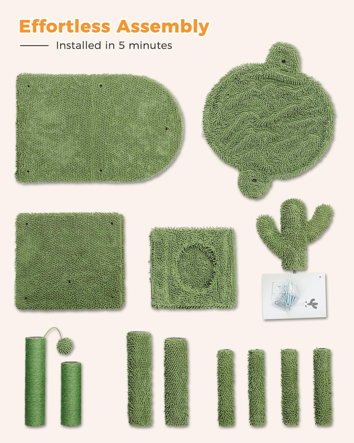 Árbol de cactus para gatos de 40 pulgadas con hamaca grande de alfombra de...