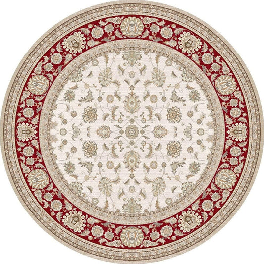 Alfombra de área de 5 x 5 pies, ultrafina, oriental, color rojo crema,