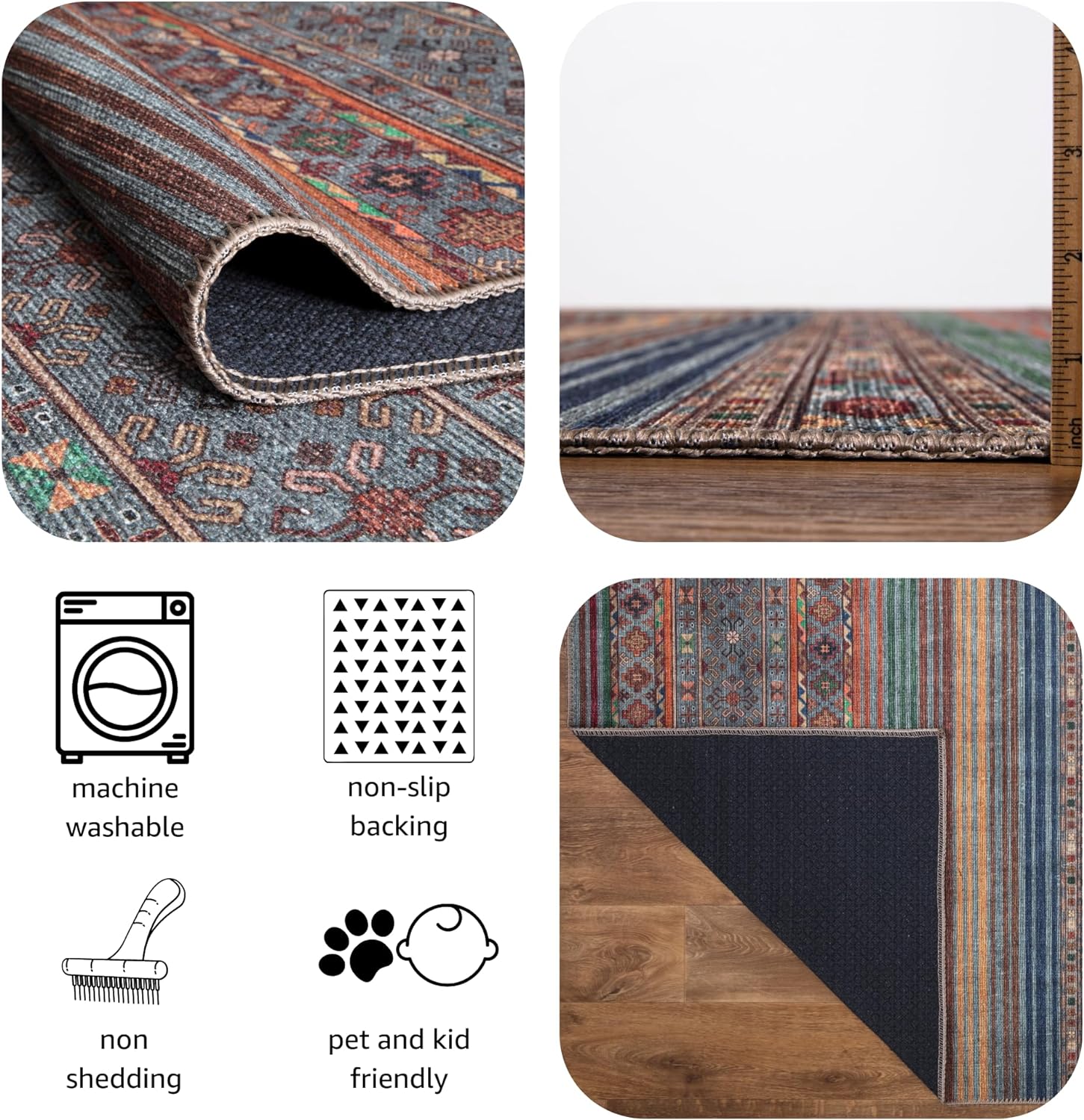 Keen Home Design Alfombras lavables a máquina con parte trasera antideslizante,...