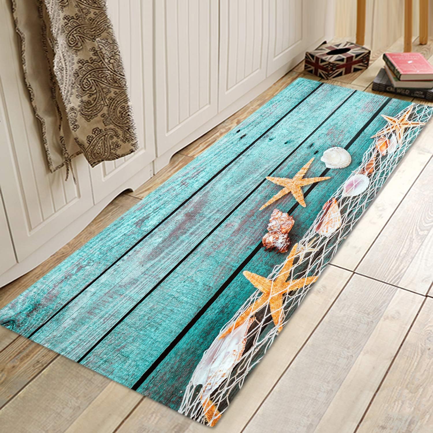 Alfombra de franela de 2 x 6 pies, alfombra de baño antideslizante para cocina