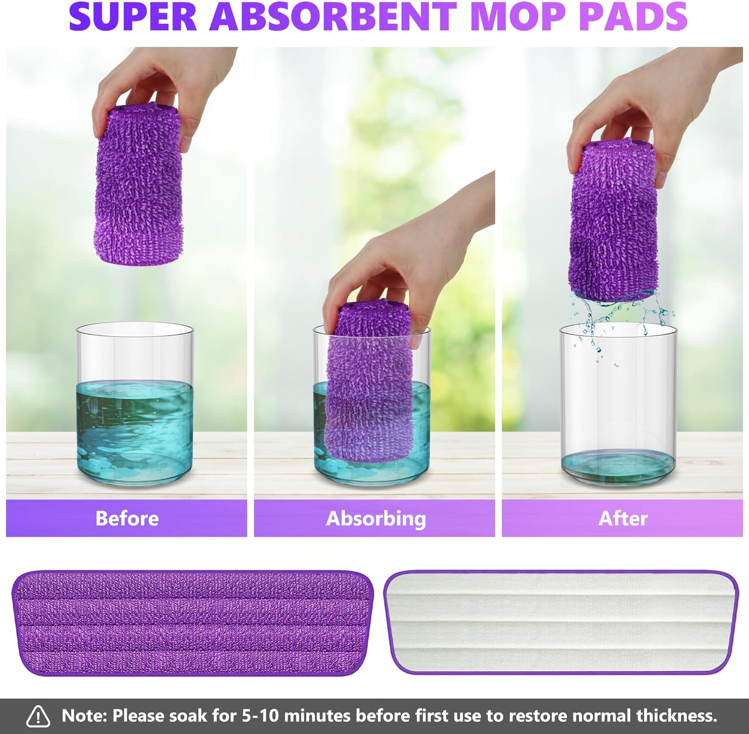 Paquete de 6 almohadillas reutilizables para mopa compatibles con Swiffer...