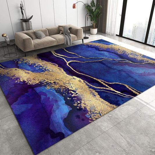 Alfombra de área con textura de mármol azul zafiro, moderna, abstracta, ligera,...