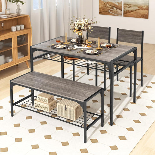 Juego de mesa de comedor de 4 piezas, mesa de cocina y 2 sillas para 4 con