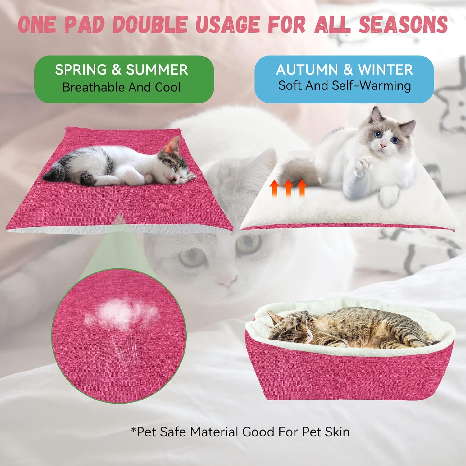 Cama autocalentable para gatos, tapete convertible para gatos, cama ligera para...