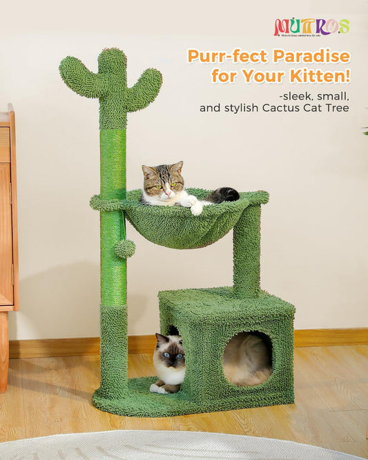 Árbol de cactus para gatos de 40 pulgadas con hamaca grande de alfombra de...