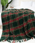 LALIFIT Manta a cuadros con flecos, color verde y rojo, para decoración del...