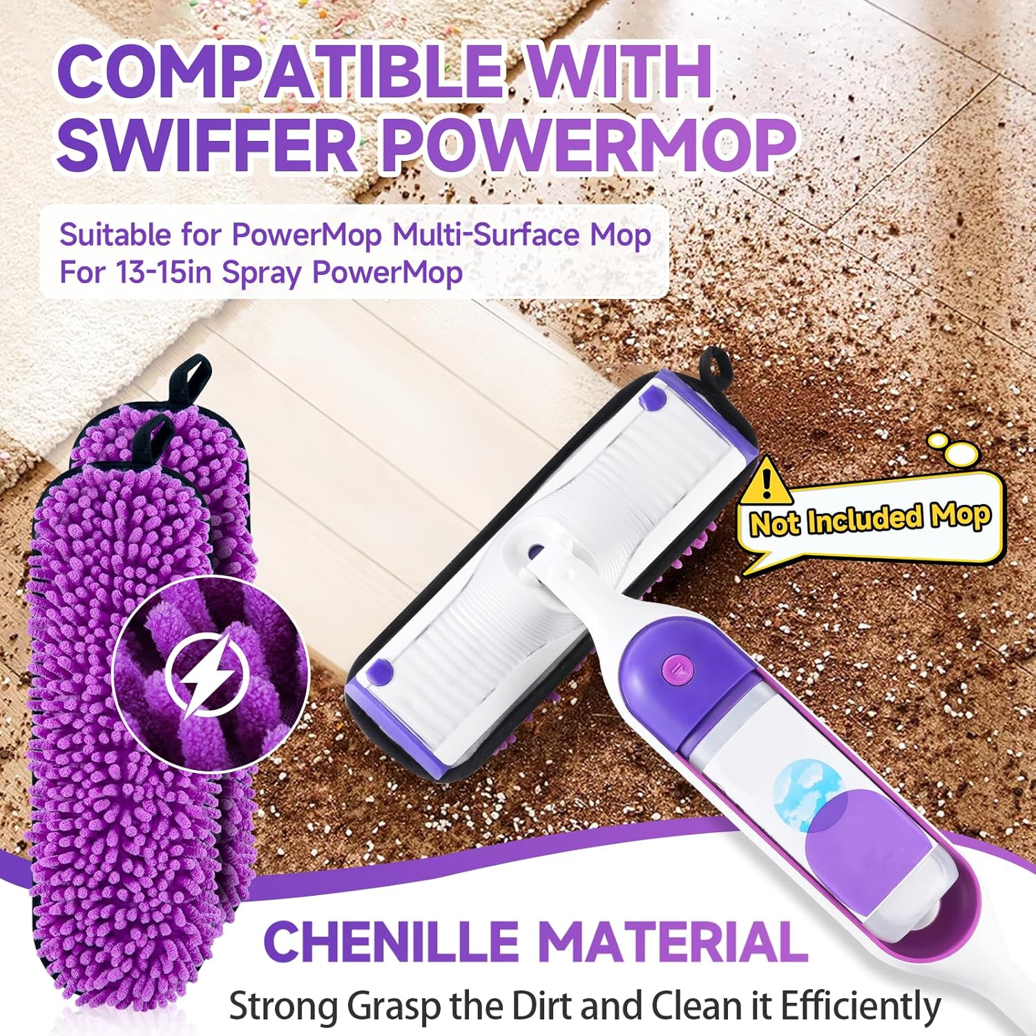 Paquete de 6 almohadillas de repuesto reutilizables compatibles con Swiffer...