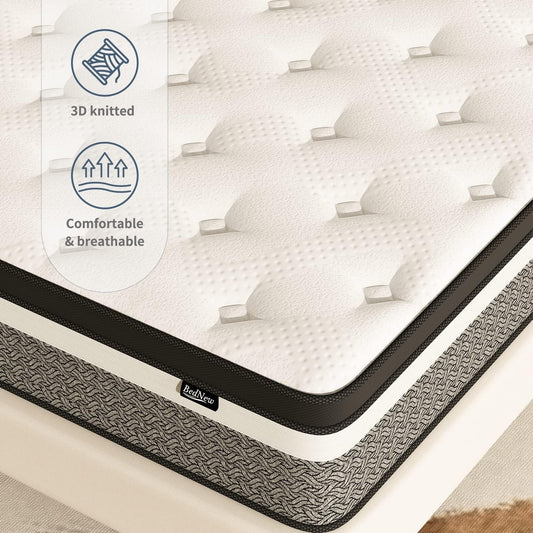 Colchón individual híbrido con resorte de bolsillo de 10 pulgadas en una caja,