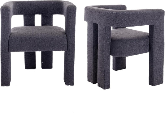 Modern Boucle Juego de 2 sillas de comedor, sillas decorativas de barril de