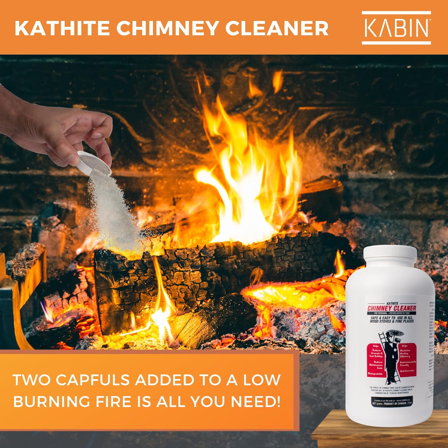 KABIN Kathite - Limpiador de chimenea de 2 libras, kit de limpieza de chimenea...