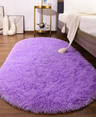 Softlife Juego de 2 alfombras moradas, rectangulares de 4 x 5.3 pies y ovaladas...