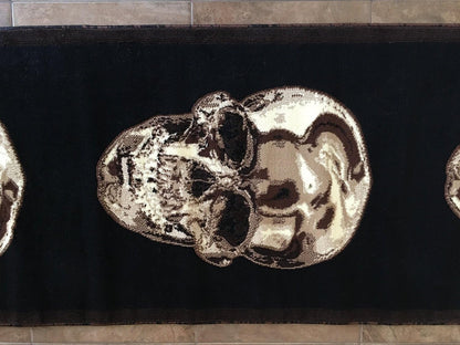 Carpet King Skull Alfombra larga de pasillo, diseño marrón y negro, 134 (32