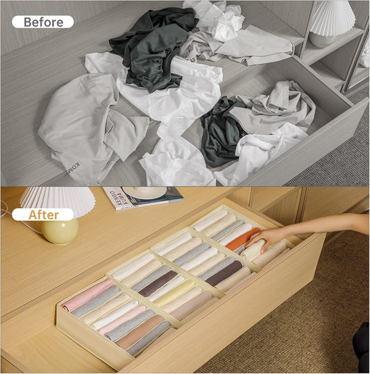 Paquete de 4 organizadores de cajones de camisetas para ropa, caja de...