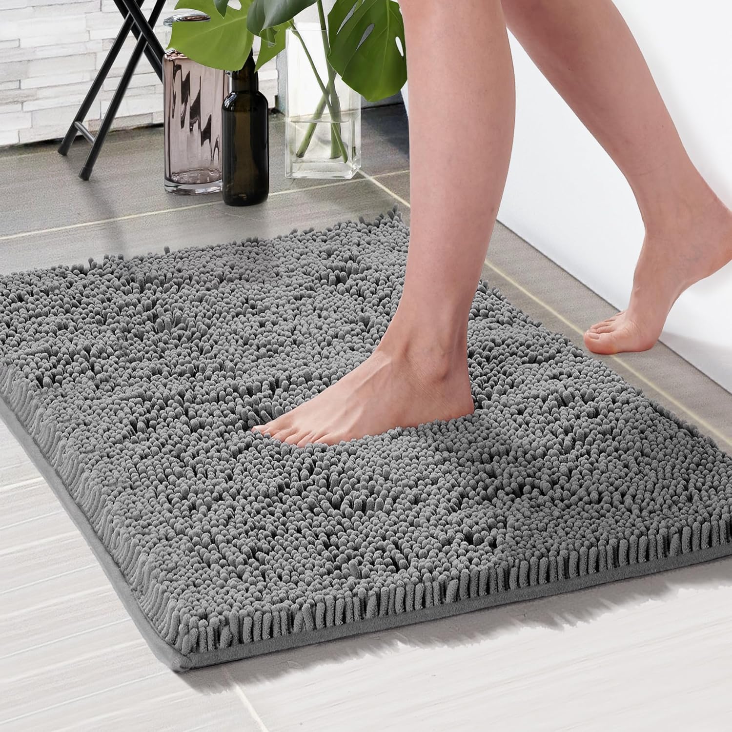Deconovo Alfombrillas de baño de chenilla, microfibra suave y absorbente,...