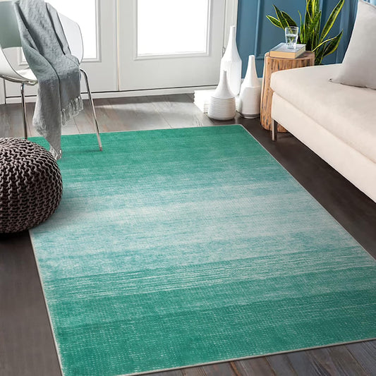 Alfombra moderna color verde degradado de 5 x 7 pies para sala de estar, no