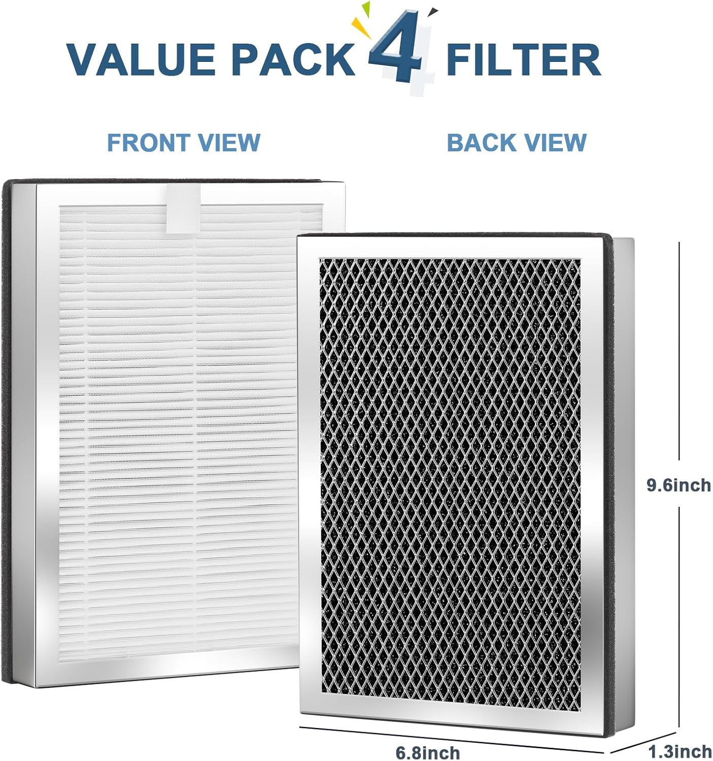 Filtros de repuesto para purificador de aire, paquete de 4 unidades compatibles...