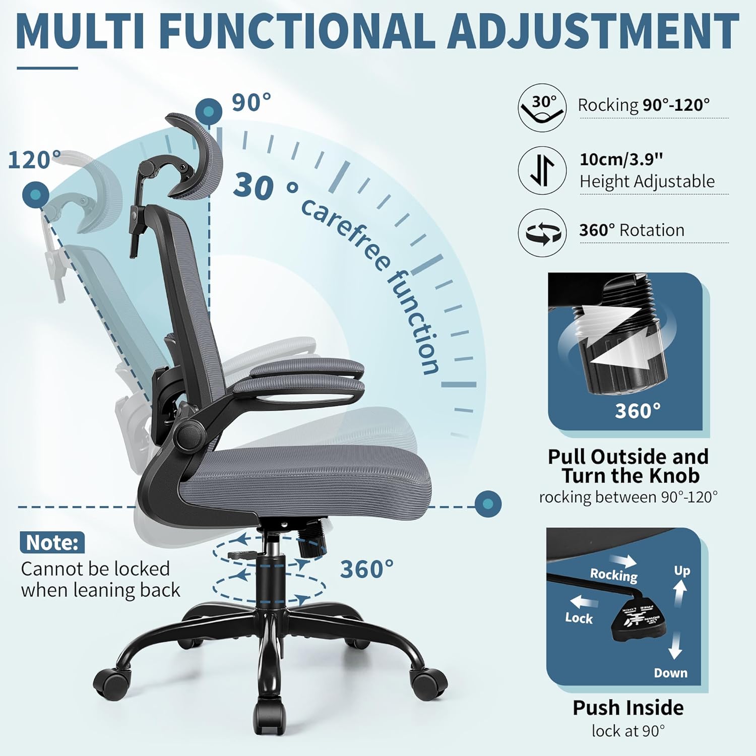 FelixKing Silla de oficina ergonómica, silla de escritorio con reposacabezas y...