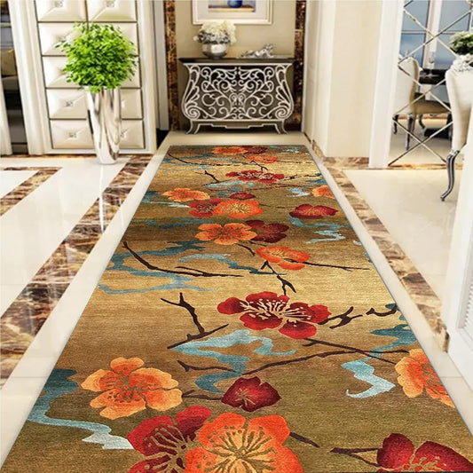 Alfombra de pasillo vintage con parte trasera antideslizante, alfombra duradera...