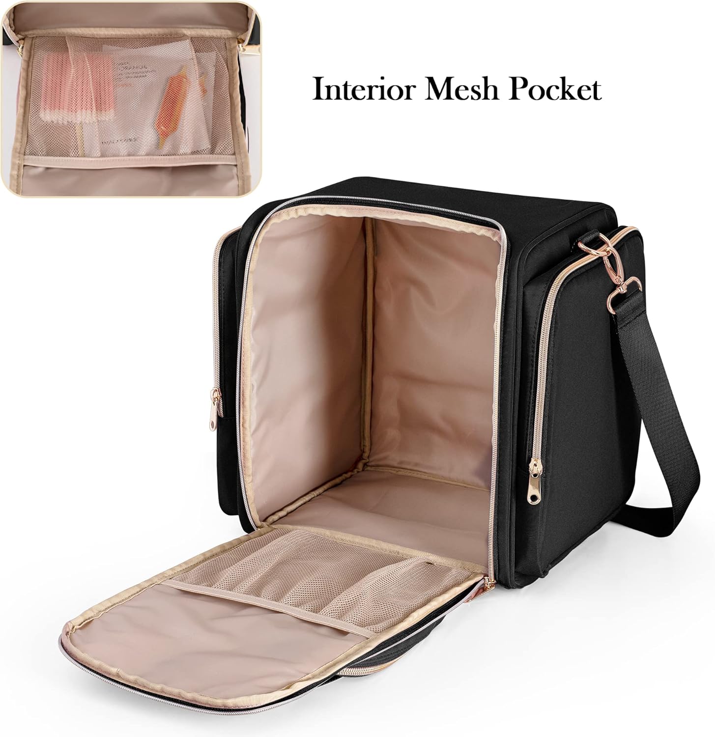 Bolsa de maquillaje de viaje con 5 estuches extraíbles, estuche grande para...