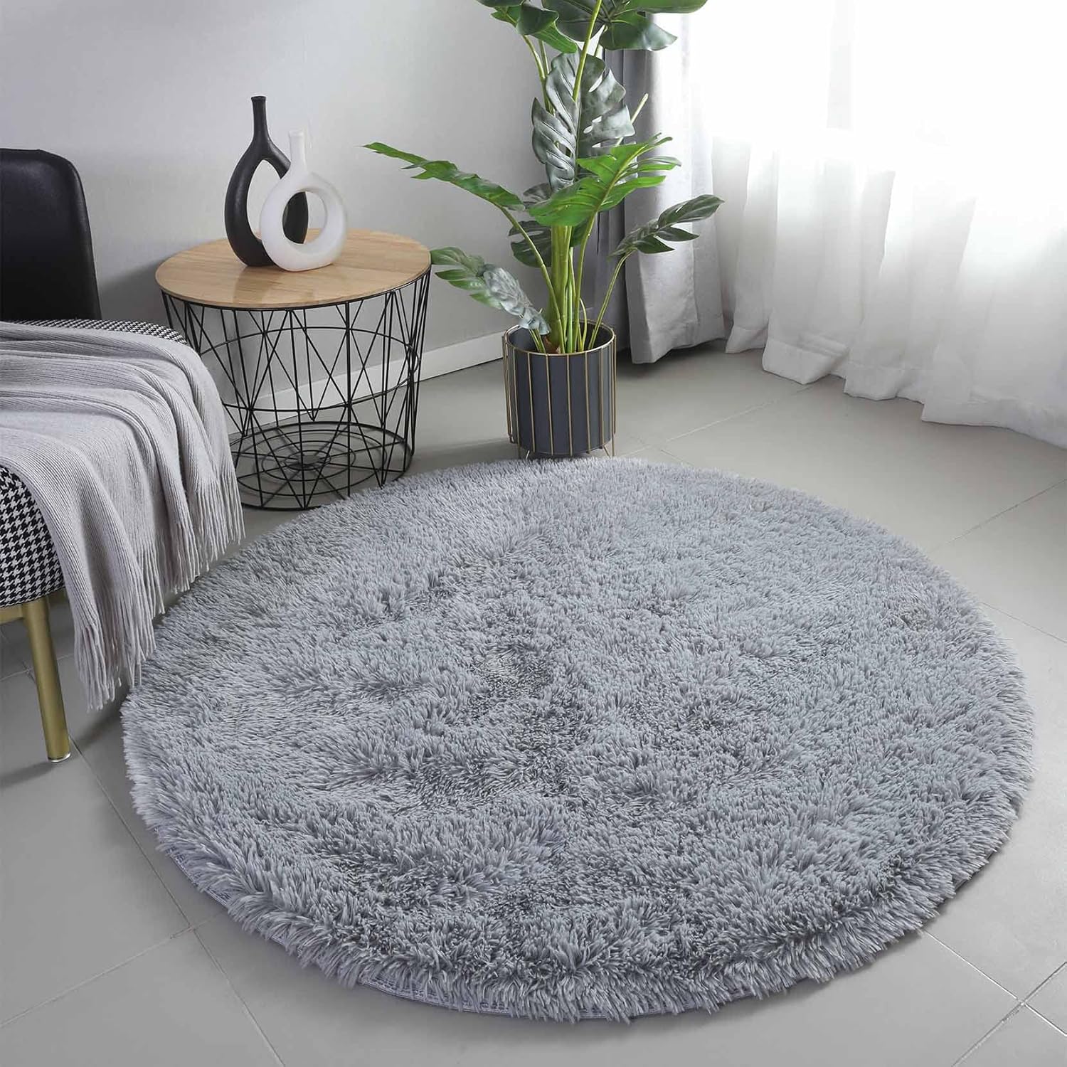 Alfombra mullida para dormitorio, 4 x 4 pies, alfombra suave para habitación de