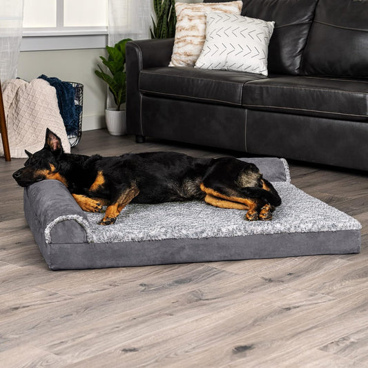 Furhaven - Cama ortopédica de espuma para perros, de piel sintética y gamuza,...